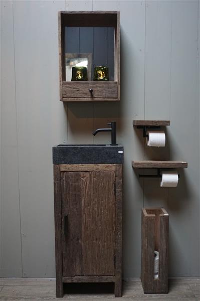 Grote foto toiletmeubel oud hout unique fontein graniet huis en inrichting complete badkamers