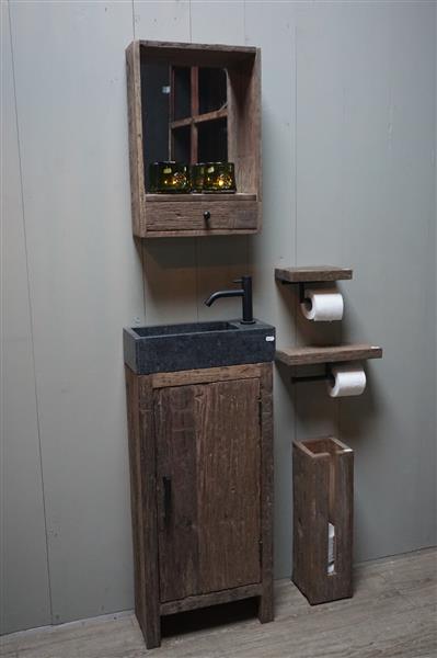 Grote foto toiletmeubel oud hout unique fontein graniet huis en inrichting complete badkamers