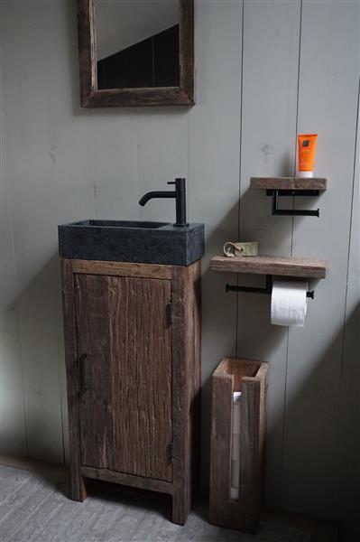 Grote foto toiletmeubel oud hout unique fontein graniet huis en inrichting complete badkamers