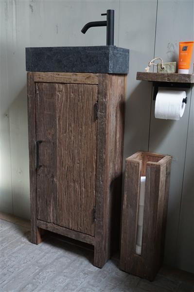 Grote foto toiletmeubel oud hout unique fontein graniet huis en inrichting complete badkamers