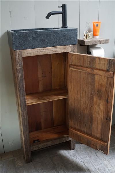 Grote foto toiletmeubel oud hout unique fontein graniet huis en inrichting complete badkamers