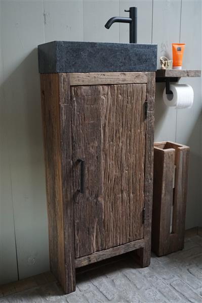 Grote foto toiletmeubel oud hout unique fontein graniet huis en inrichting complete badkamers