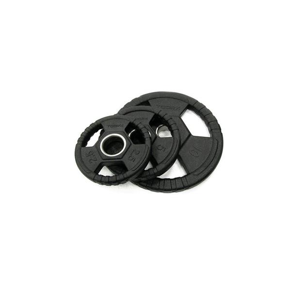 Grote foto toorx fitness rubber olympische halterschijf 50mm met handvaten 2 5 kg sport en fitness fitness