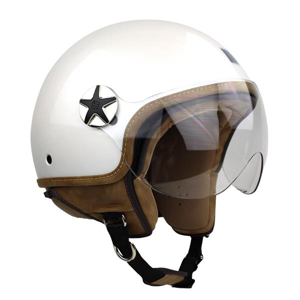Grote foto motocubo ant jethelm met extern vizier parel wit motoren kleding