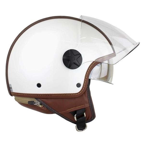 Grote foto motocubo top cube jethelm met dubbel vizier wit bruin leer ece 22.06 motoren kleding