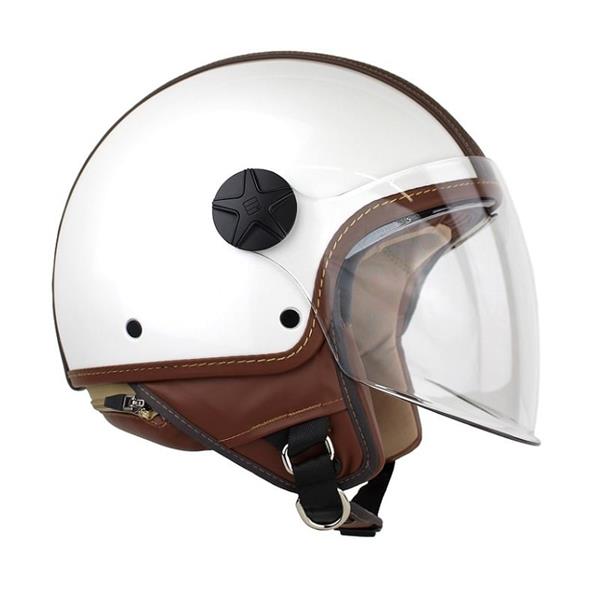 Grote foto motocubo top cube jethelm met dubbel vizier wit bruin leer ece 22.06 motoren kleding