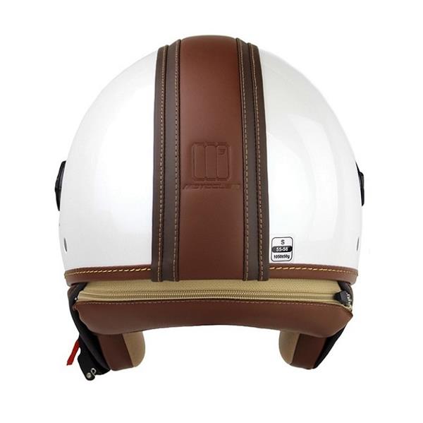 Grote foto motocubo top cube jethelm met dubbel vizier wit bruin leer ece 22.06 motoren kleding