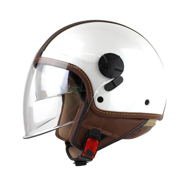 Grote foto motocubo top cube jethelm met dubbel vizier wit bruin leer ece 22.06 motoren kleding