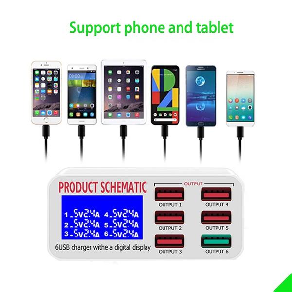 Grote foto drphone smartc8 multi usb hub oplaadstation met digtale lcd scherm 40w met qc 3.0 18w usb poort computers en software overige computers en software