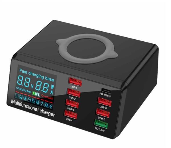 Grote foto drphone smartc4 8 poorten laadstation met draadloos lader qualcomm 3.0 pd powerdelivery led telecommunicatie opladers en autoladers