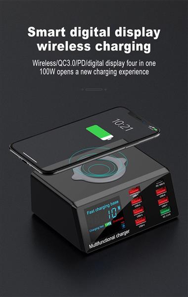 Grote foto drphone smartc4 8 poorten laadstation met draadloos lader qualcomm 3.0 pd powerdelivery led telecommunicatie opladers en autoladers