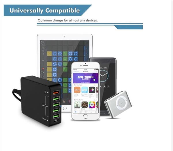 Grote foto drphone wl3 6 poorten wandoplader 60w usb laadstation hub met qualcom 3.0 type c input smartic telecommunicatie opladers en autoladers