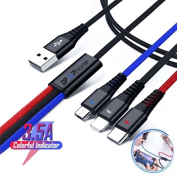 Grote foto drphone mx4 3 in 1 multi oplaadkabel met led indicator 3.5a opladen 1.2 meter usb c micro usb telecommunicatie opladers en autoladers