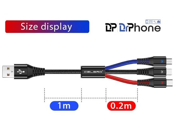 Grote foto drphone mx4 3 in 1 multi oplaadkabel met led indicator 3.5a opladen 1.2 meter usb c micro usb telecommunicatie opladers en autoladers