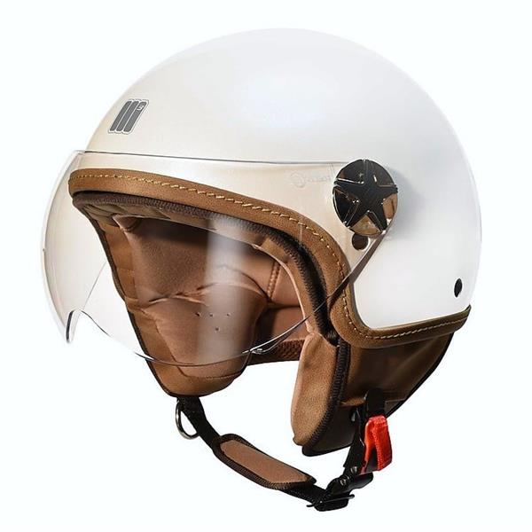Grote foto motocubo ant jethelm met extern vizier parel wit motoren kleding