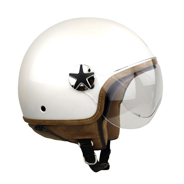 Grote foto motocubo ant jethelm met extern vizier parel wit motoren kleding