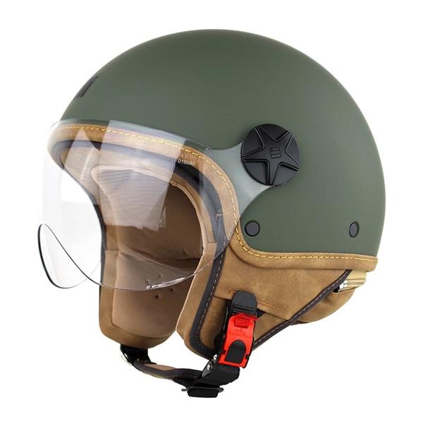 Grote foto motocubo ant jethelm met extern vizier mat groen ece 22.06 motoren kleding
