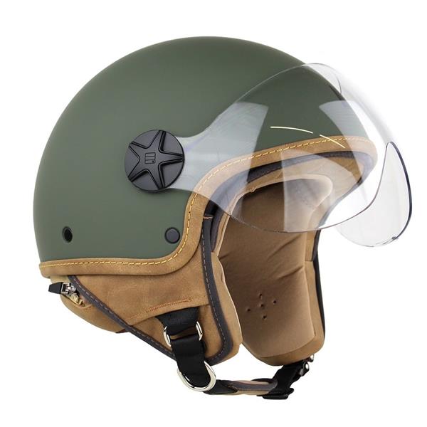 Grote foto motocubo ant jethelm met extern vizier mat groen ece 22.06 motoren kleding