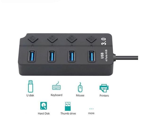 Grote foto drphone xtreme3 4 poorten usb 3.0 hub switch splitter verdeler 5gbps met aan uit schakel computers en software overige computers en software