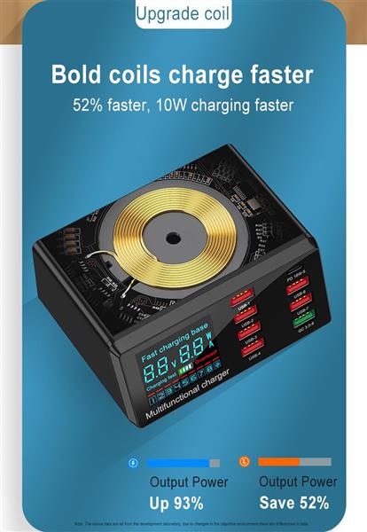 Grote foto drphone smartc4 8 poorten laadstation met draadloos lader qualcomm 3.0 pd powerdelivery led telecommunicatie opladers en autoladers