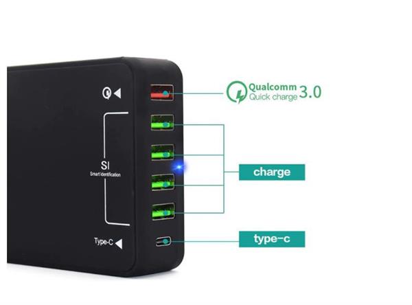 Grote foto drphone wl3 6 poorten wandoplader 60w usb laadstation hub met qualcom 3.0 type c input smartic telecommunicatie opladers en autoladers