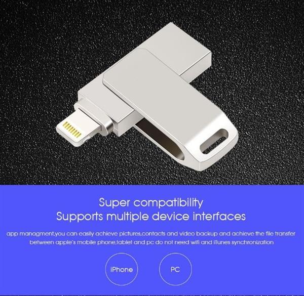 Grote foto drphone fds5 flashdrive 2 in 1 lightning naar usb geheugenstick 32 gb externe opslag zilver computers en software overige computers en software