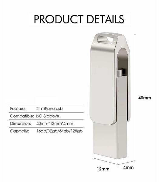 Grote foto drphone fds5 flashdrive 2 in 1 lightning naar usb geheugenstick 32 gb externe opslag zilver computers en software overige computers en software