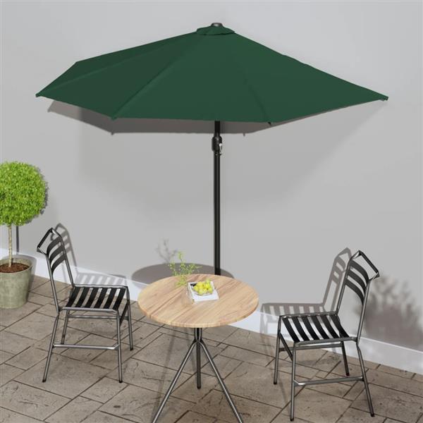 Grote foto vidaxl balkonparasol half met aluminium paal 270x144 cm groen tuin en terras overige tuin en terras