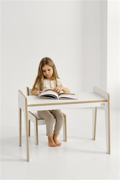 Grote foto houten bureau stoel maat l white white kinderen en baby complete kinderkamers