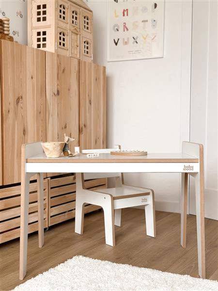 Grote foto houten bureau stoel maat l white white kinderen en baby complete kinderkamers