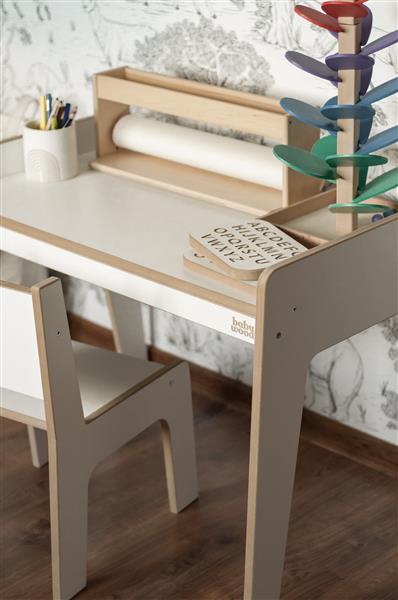 Grote foto houten bureau stoel maat l white white kinderen en baby complete kinderkamers