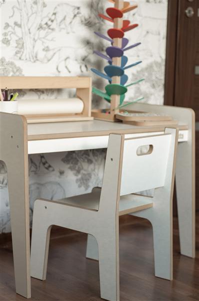 Grote foto houten bureau stoel maat l white white kinderen en baby complete kinderkamers