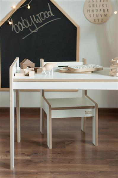 Grote foto houten bureau stoel maat l white white kinderen en baby complete kinderkamers