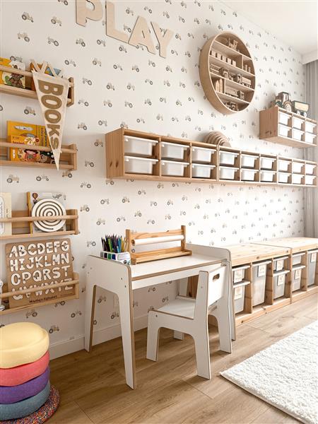 Grote foto houten bureau stoel maat l white white kinderen en baby complete kinderkamers