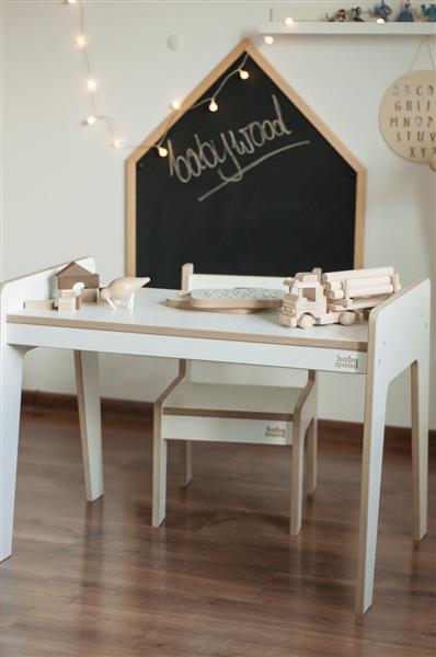 Grote foto houten bureau stoel maat l white white kinderen en baby complete kinderkamers