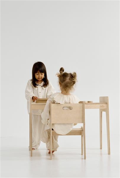 Grote foto houten bureau stoel maat l natural natural kinderen en baby complete kinderkamers