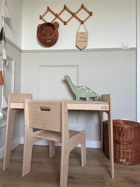 Grote foto houten bureau stoel maat l natural natural kinderen en baby complete kinderkamers