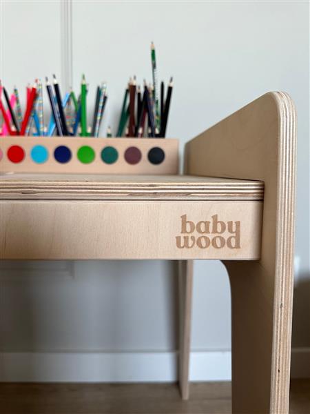 Grote foto houten bureau stoel maat l natural natural kinderen en baby complete kinderkamers