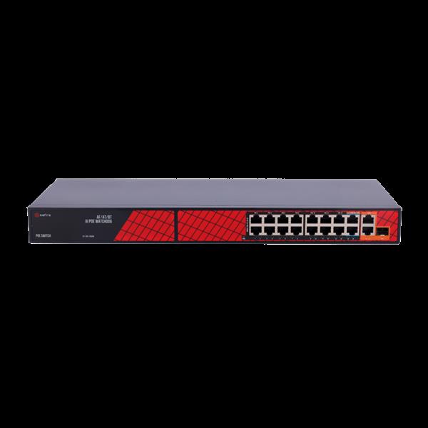 Grote foto safire poe switch 300w unmanaged 16 poorten 3 uplink tot 100mbps sf sw1916hipoe hf 300 computers en software netwerkkaarten routers en switches