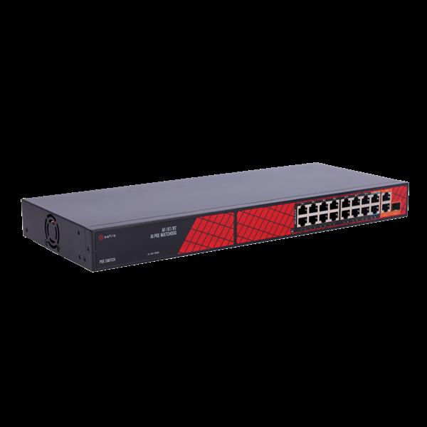 Grote foto safire poe switch 300w unmanaged 16 poorten 3 uplink tot 100mbps sf sw1916hipoe hf 300 computers en software netwerkkaarten routers en switches
