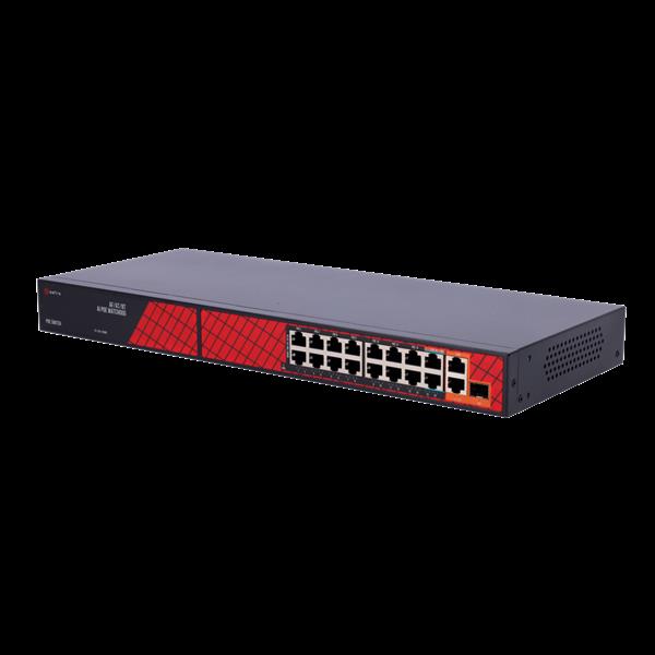 Grote foto safire poe switch 300w unmanaged 16 poorten 3 uplink tot 100mbps sf sw1916hipoe hf 300 computers en software netwerkkaarten routers en switches