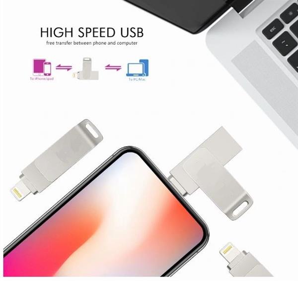 Grote foto drphone fds5 flashdrive 2 in 1 lightning naar usb geheugenstick 128 gb externe opslag zilver computers en software overige computers en software
