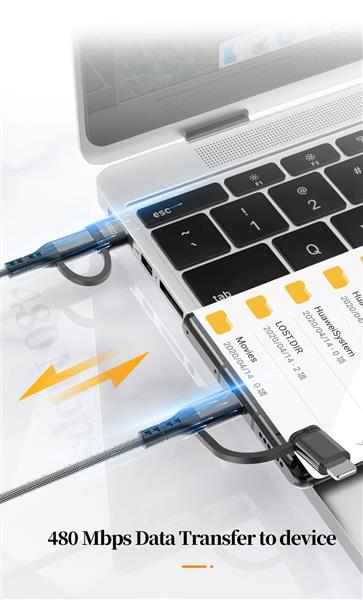 Grote foto drphone pdc1 multi charging kabel 4 in 1 snellader nylon kabel geschikt voor usb c lightni telecommunicatie opladers en autoladers