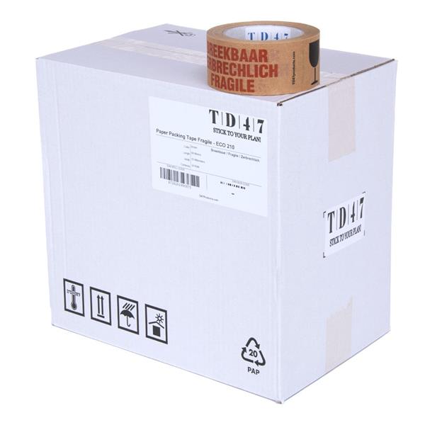 Grote foto td47 verpakkingstape papier breekbaar fragile zerbrechlich 50mm x 66m doos 36 rollen doe het zelf en verbouw materialen en producten