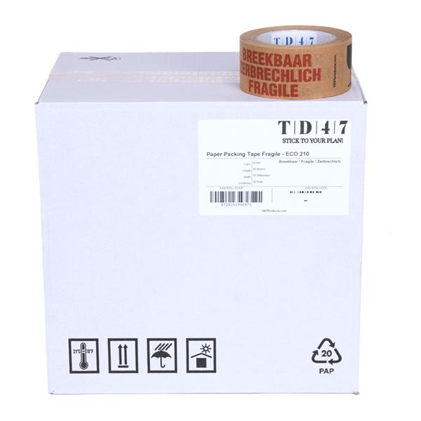 Grote foto td47 verpakkingstape papier breekbaar fragile zerbrechlich 50mm x 66m doos 36 rollen doe het zelf en verbouw materialen en producten