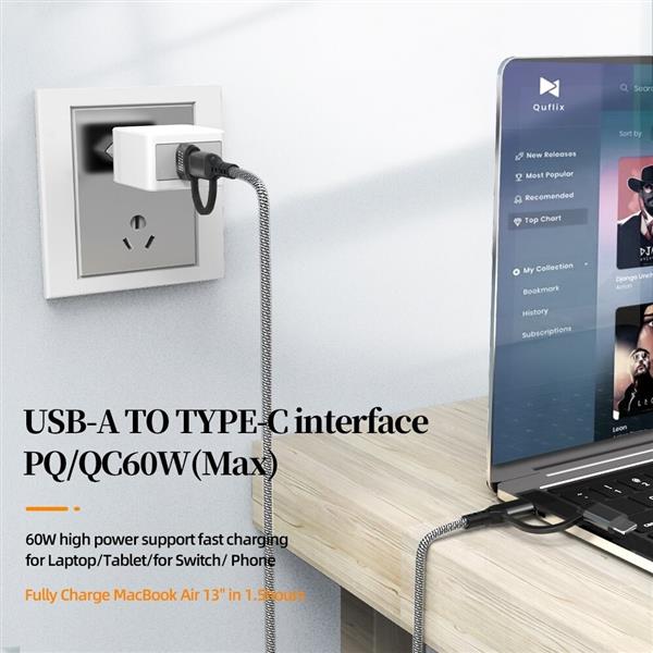 Grote foto drphone pdc1 multi charging kabel 4 in 1 snellader nylon kabel geschikt voor usb c lightni telecommunicatie opladers en autoladers