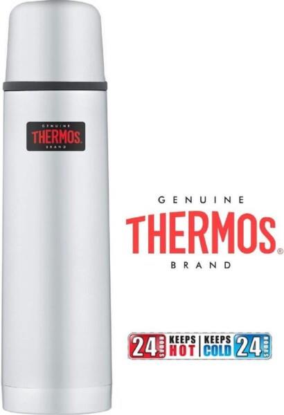 Grote foto thermos isoleerfles thermax 1 liter zilver lichte gebruikssporen die duiden op eenmalig gebr caravans en kamperen caravan accessoires