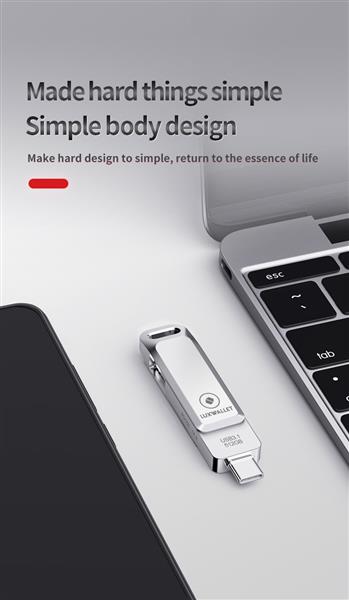 Grote foto luxwallet pd8 usb stick 512gb usb c type c 3.1 usb 3.0 flash drive otg 360 graden roteerbaar z computers en software overige computers en software