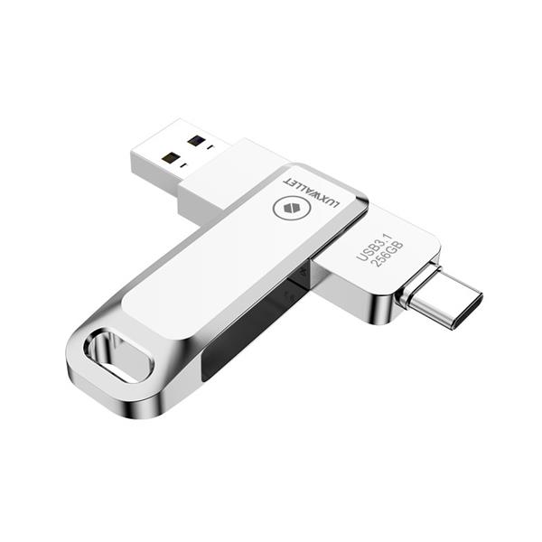 Grote foto luxwallet pd8 usb stick 256gb usb c type c 3.1 usb 3.0 flash drive otg 360 graden roteerbaar z computers en software overige computers en software