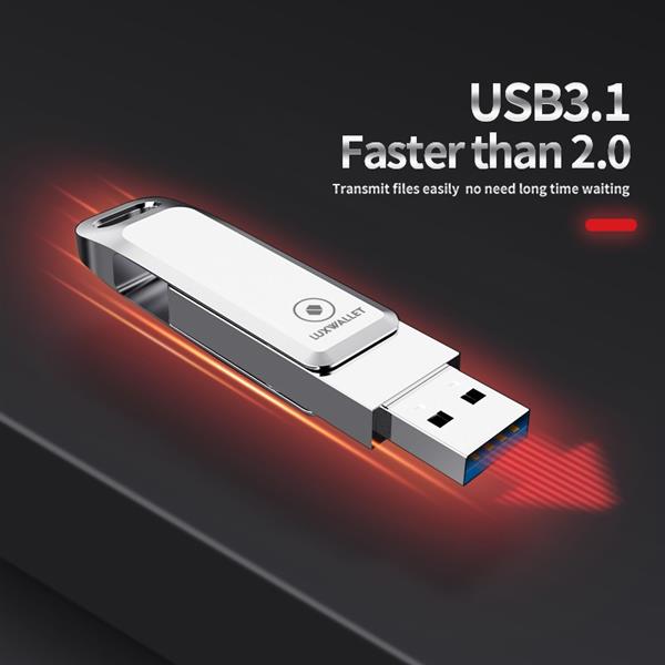 Grote foto luxwallet pd8 usb stick 512gb usb c type c 3.1 usb 3.0 flash drive otg 360 graden roteerbaar z computers en software overige computers en software